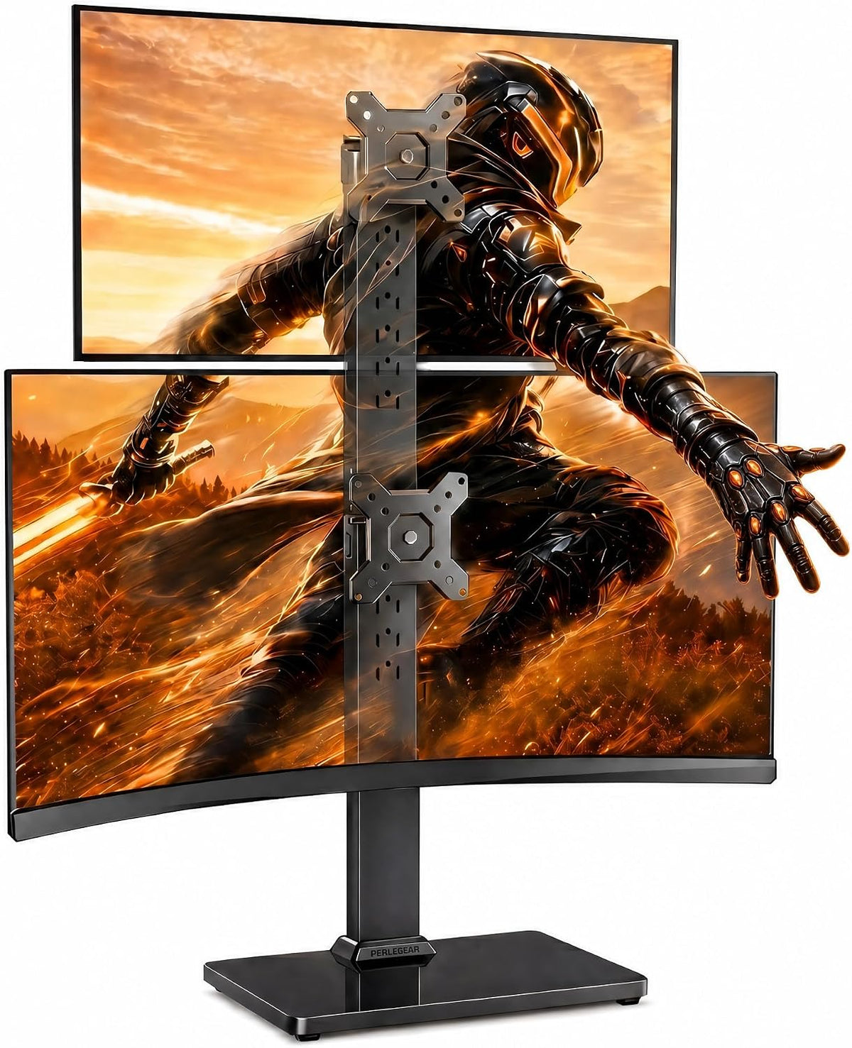 Perlegear Dual Vertical Monitor Stand for 13–40 inch Screens up to 44 lbs