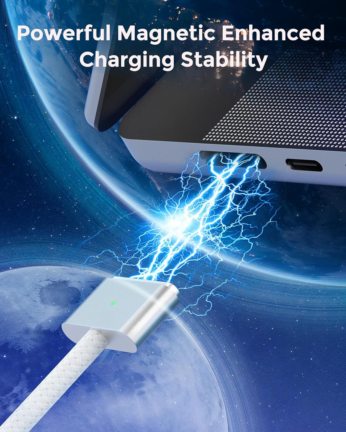 USB C to Magnetic 3 Charger Cable for MacBook Air 13.6 15 inch Mac Pro 14 16 M5 M4 M3 M2 M1 2026 2025 2024 2023 2022 2021, Braided Cord & LED, Powerful Magnetic, Super Durable, Original Quality 6.6FT