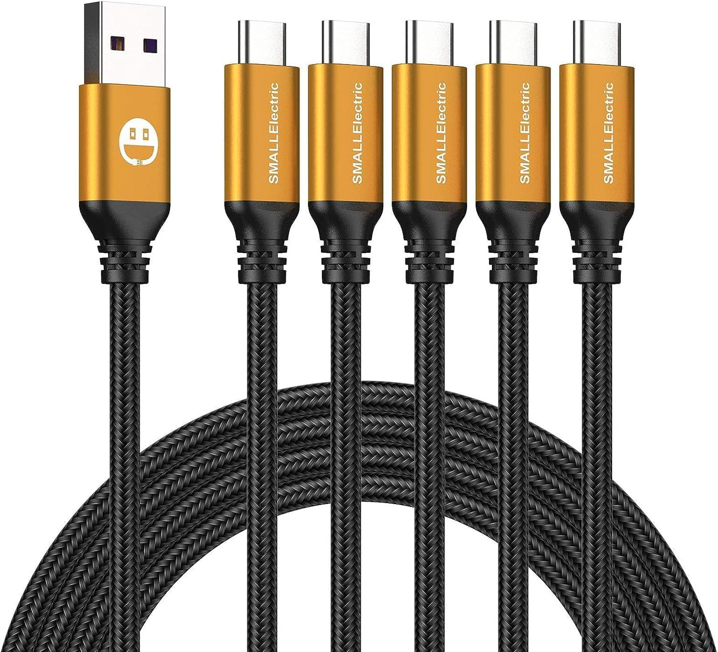 USB C Cable 10FT 5 Pack, USB A to Type C Fast Charger Cord | Extra long 10ft braided USB A to C charging cords for iPhone 17 16 15, Samsung Galaxy, LG and Type C devices.(Grey)