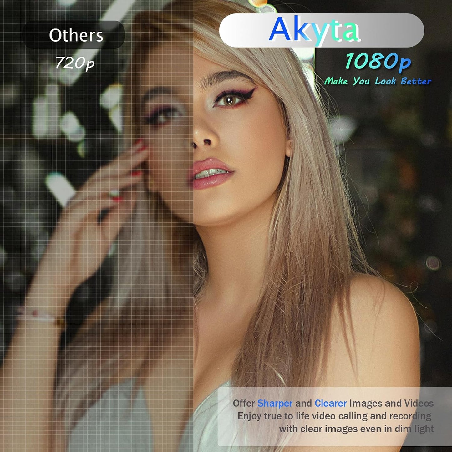 Akyta Webcam for PC, 1080P Webcam with Microphone/Tripod/Privacy Cover/Wide Angle 110°, Plug & Play USB Web Camera for Desktop Computer PC Laptop Mac Video Calling/Streaming/Zoom Conference ﻿