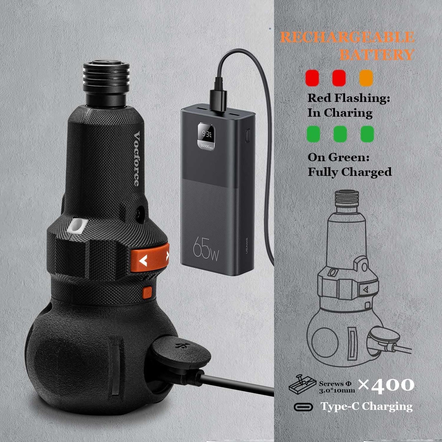 4V Electric Screwdriver Cordless Set, 5" Compact | 400RPM, USB C Rechargeable, 3-Speed, 3-Torque, 22PC Magnetic Bits, Dual LED Light for Tight Space Small Projects