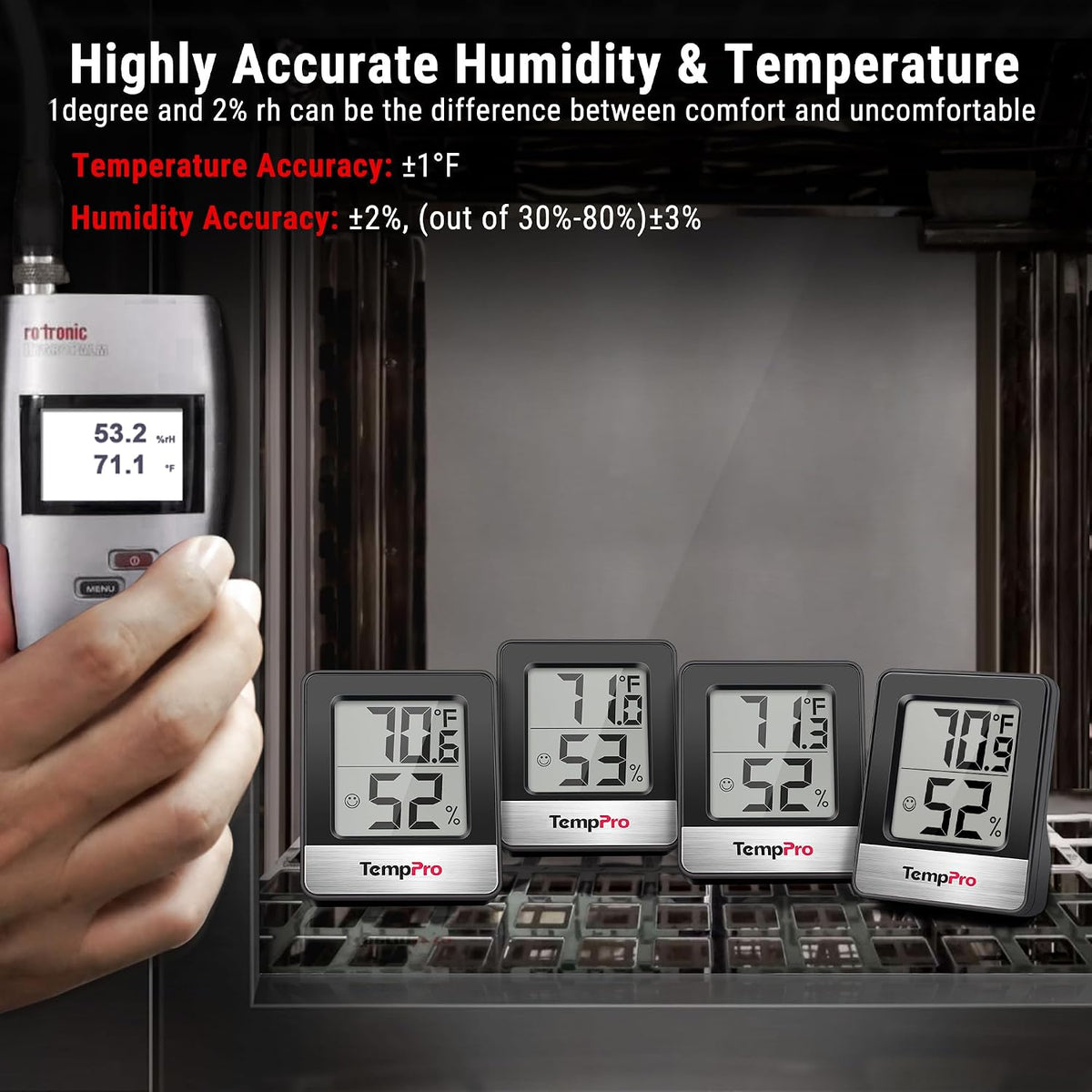 TempPro TempAir 2 Pack Hygrometer Indoor Humidity Meter, Room Thermometer