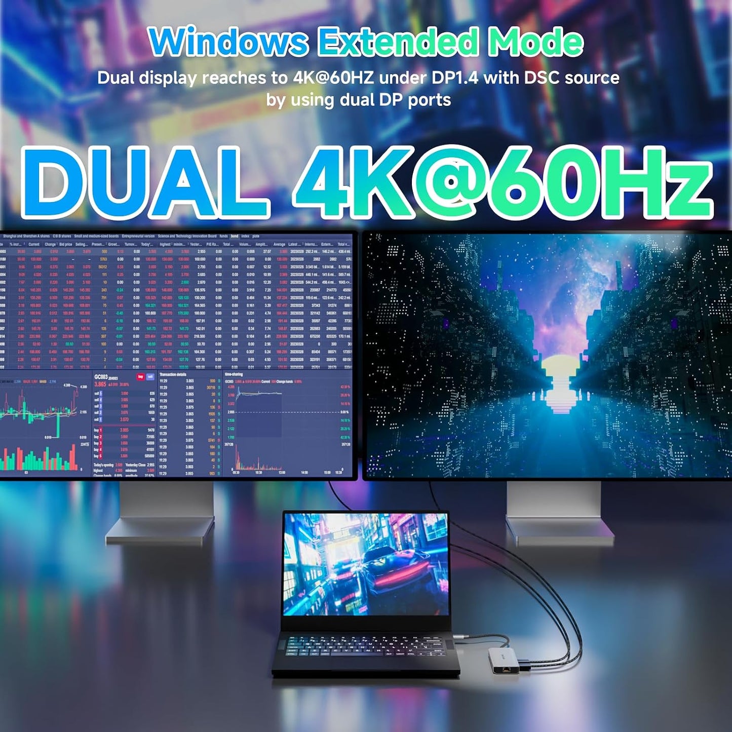 Laptop Docking Station,WAVLINK Triple Monitors Dock,Dual DisplayPort,HDMI | Single 8K@30Hz, 100W PD in, 3×USB-C/A 10Gb, 2.5G Ethernet, SD/TF and Mic/Audio, Compatible with Dell/HP/Lenovo, Windows Only