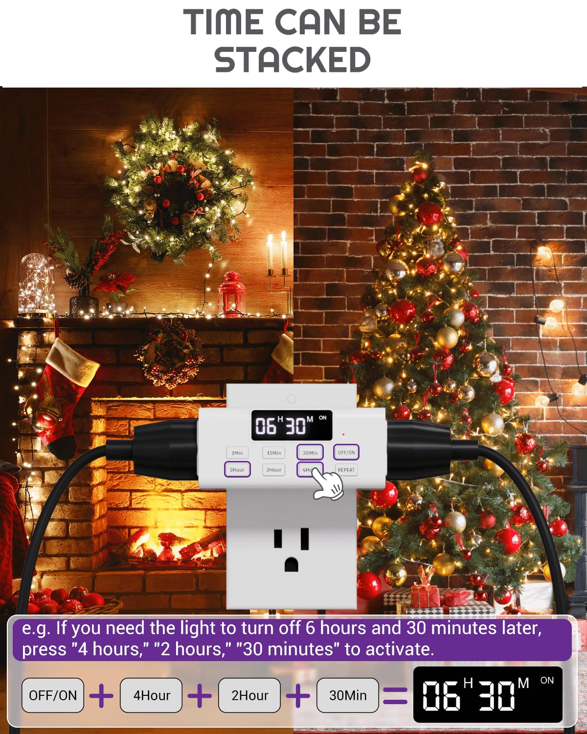[2 Pack] Indoor Countdown Timer Outlet, NEARPOW Auto Shut Off Timers with Large Screen, Customize Countdown, Repeat and Memory Function, Eectrical Outlets for Charger Lights, 3-Prong Grounded Outlet