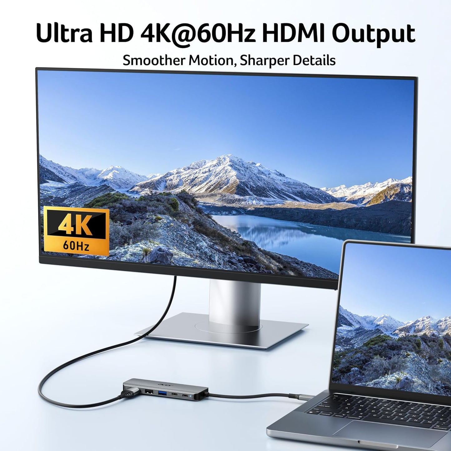 Acer USB C Hub, 5-in-1 USBC to HDMI Adapter with 4K@60Hz for Laptop/Mac | USBC Splitter Docking Station with HDMI 2.0, 100W PD, USB-C, USB-A 3.0 & USB-A 2.0 Data Ports for iPad Pro, iPhone 17 Pro Max