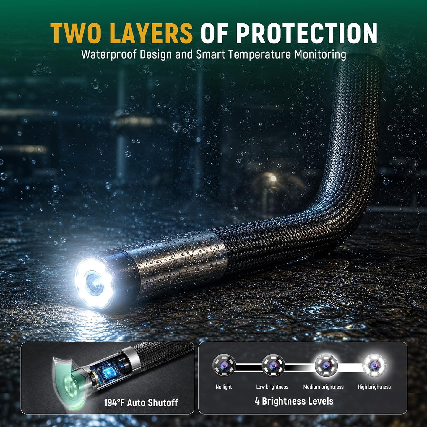 SATA Two-Way Articulating Borescope with Light, 210° Articulation, Industrial Endoscope Camera, IPS HD Display, Flexible Snake Probe for Automotive Engine, HVAC, Plumbing and Mechanical Inspection-5FT