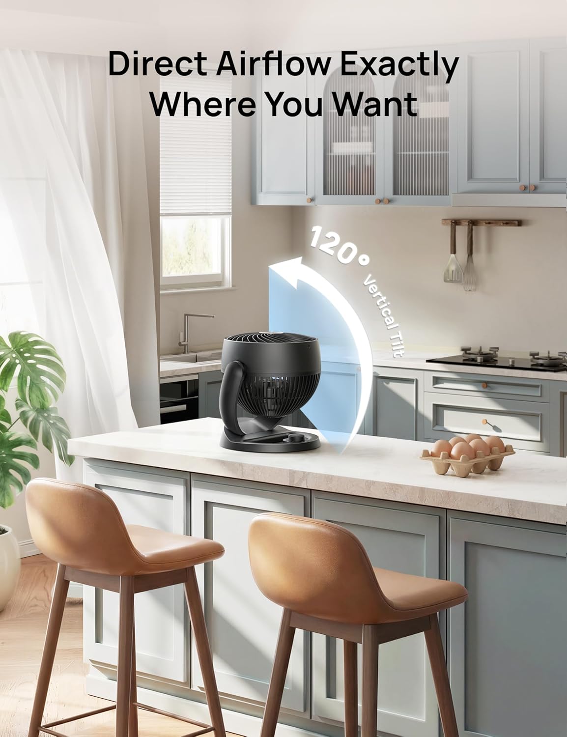 DREO Fan for Bedroom, 12 Inches, 70ft Powerful Airflow, 25db Quiet Table Air Circulator Fans for Whole Room, 120° Adjustable Tilt, 3 Speeds, Desktop Fan for Home, Office, Kitchen