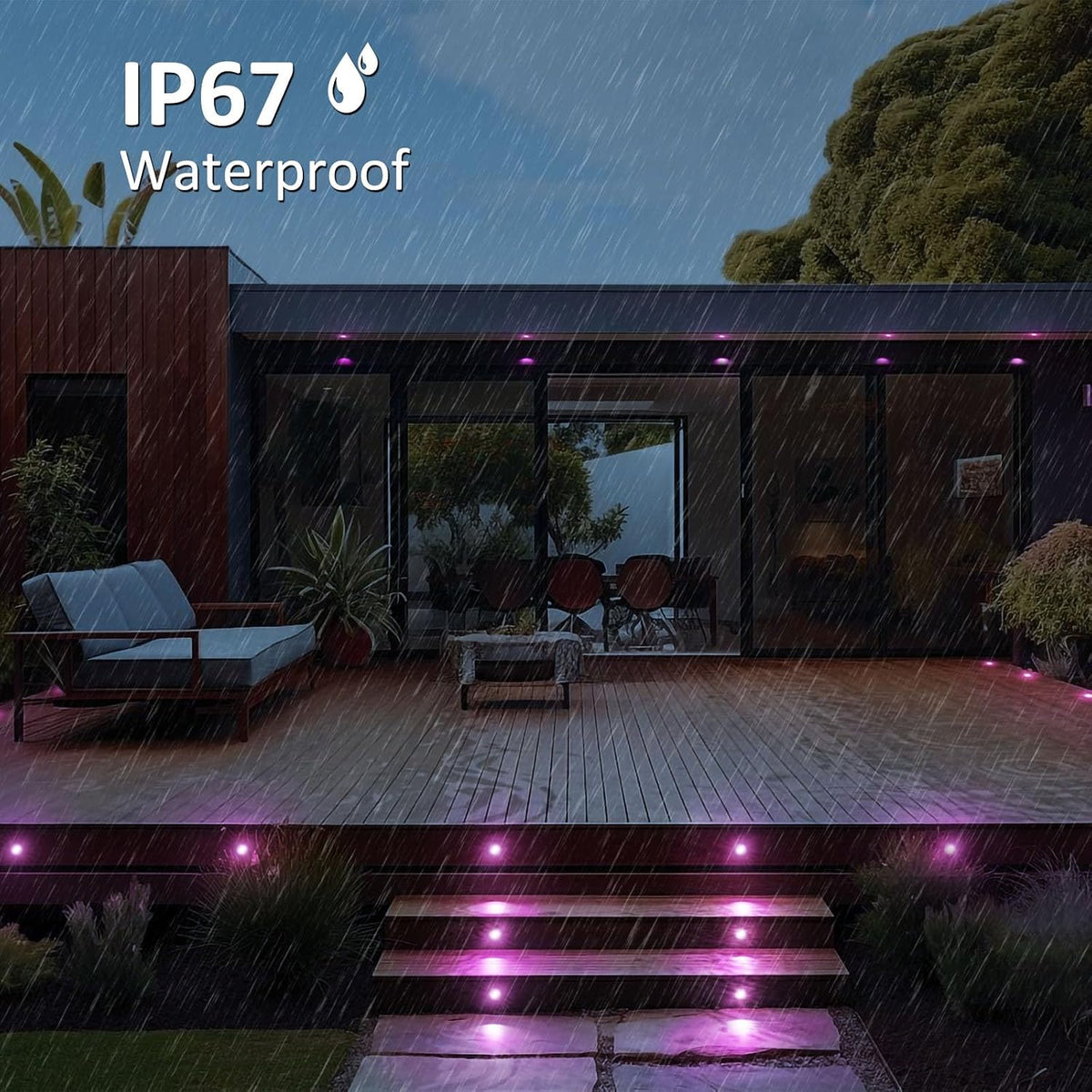 LED Recessed Φ1.22" RGB Deck Lights Outdoor Waterproof 30 pcs with Remote