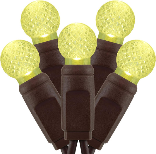 YULETIME 140 Warm White G12 Christmas Lights, 2-Set 24 ft 70 LED Brown Wire