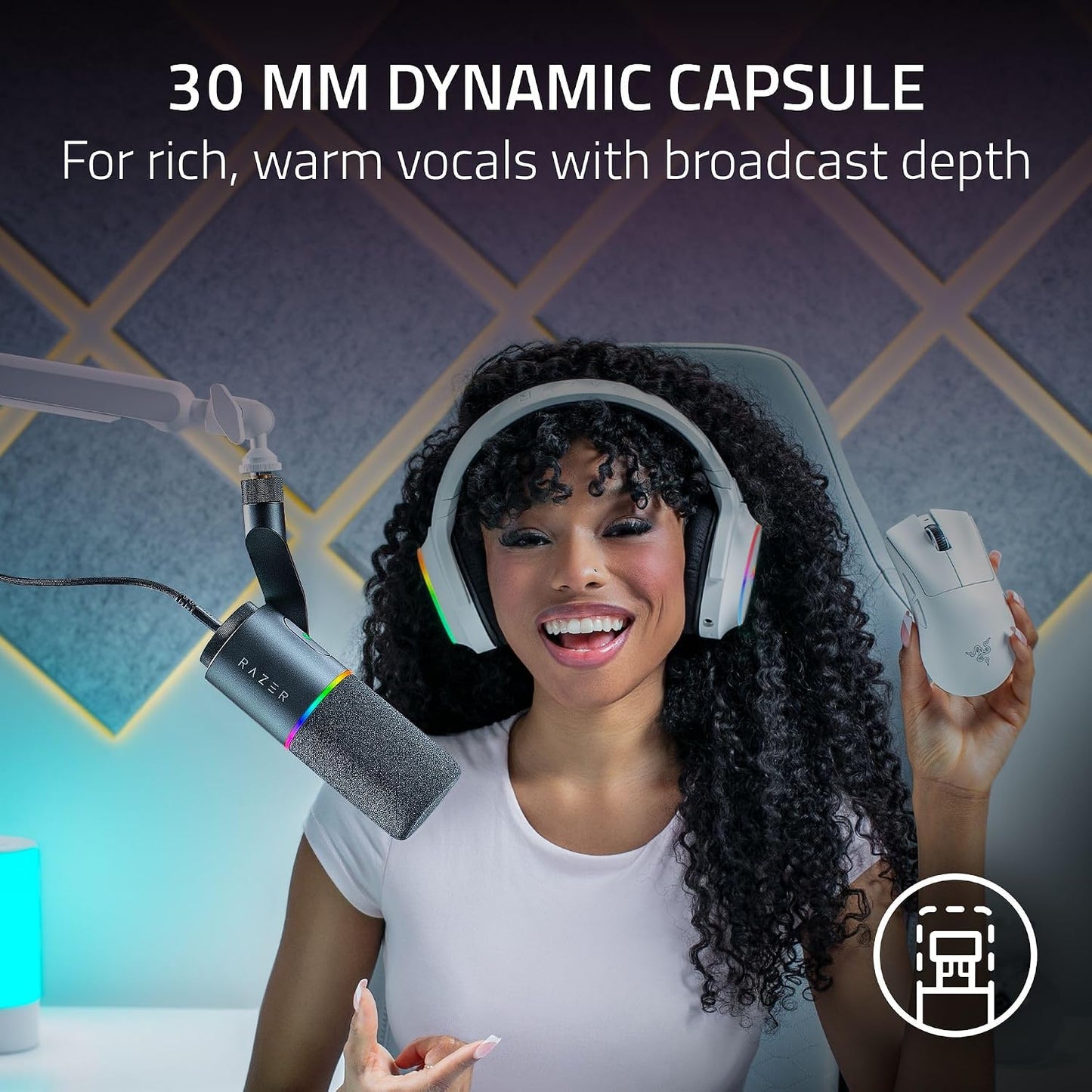 Razer Seiren V3 Pro Microphone, Dynamic USB Type C & XLR Mic, Black | 32-bit Float Support, Built-in Audio DSP, AI Noise Removal, Shock Absorber & Pop Filter, Chroma RGB Lighting Ring, Streaming