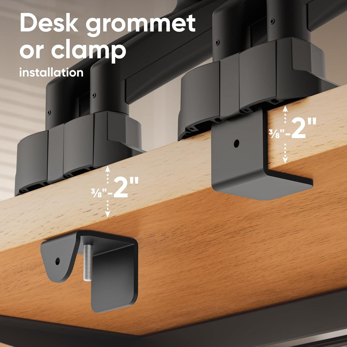 ONKRON Dual Monitor Arm 13-32 Inch, 22 lbs (x2), max VESA 100x100, Black