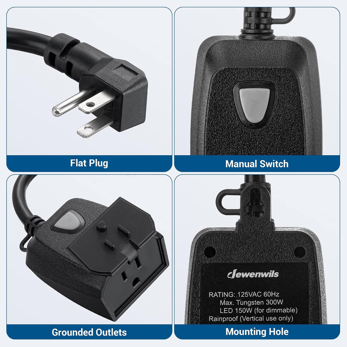 DEWENWILS Outdoor Dimmer for String Lights, 100FT Remote Switch Range