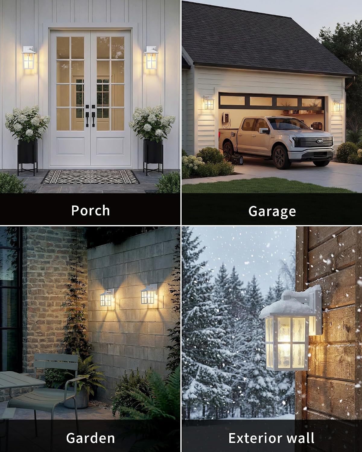 KDG White Outdoor Waterproof Modern Patio Wall Light Fixtures Set of 2