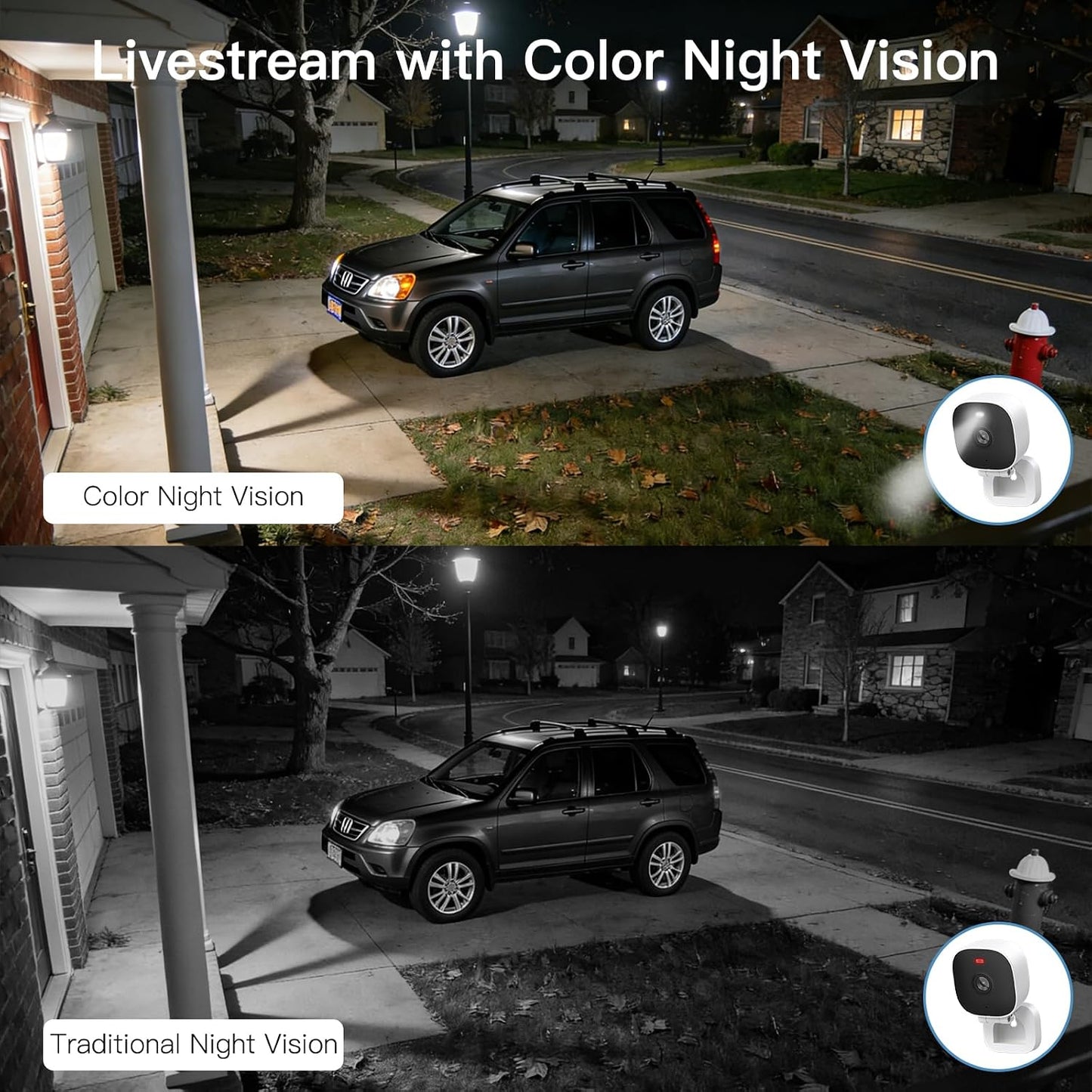 VIMTAG Security Camera Outdoor Indoor, 2.5K Cameras for Home Security Pet/Dog, Color Night Vision, Baby Monitor, Motion Activated Spotlight/Siren, IP66,2-Way Audio, Cloud/512G TF Card Storage,Plug-in