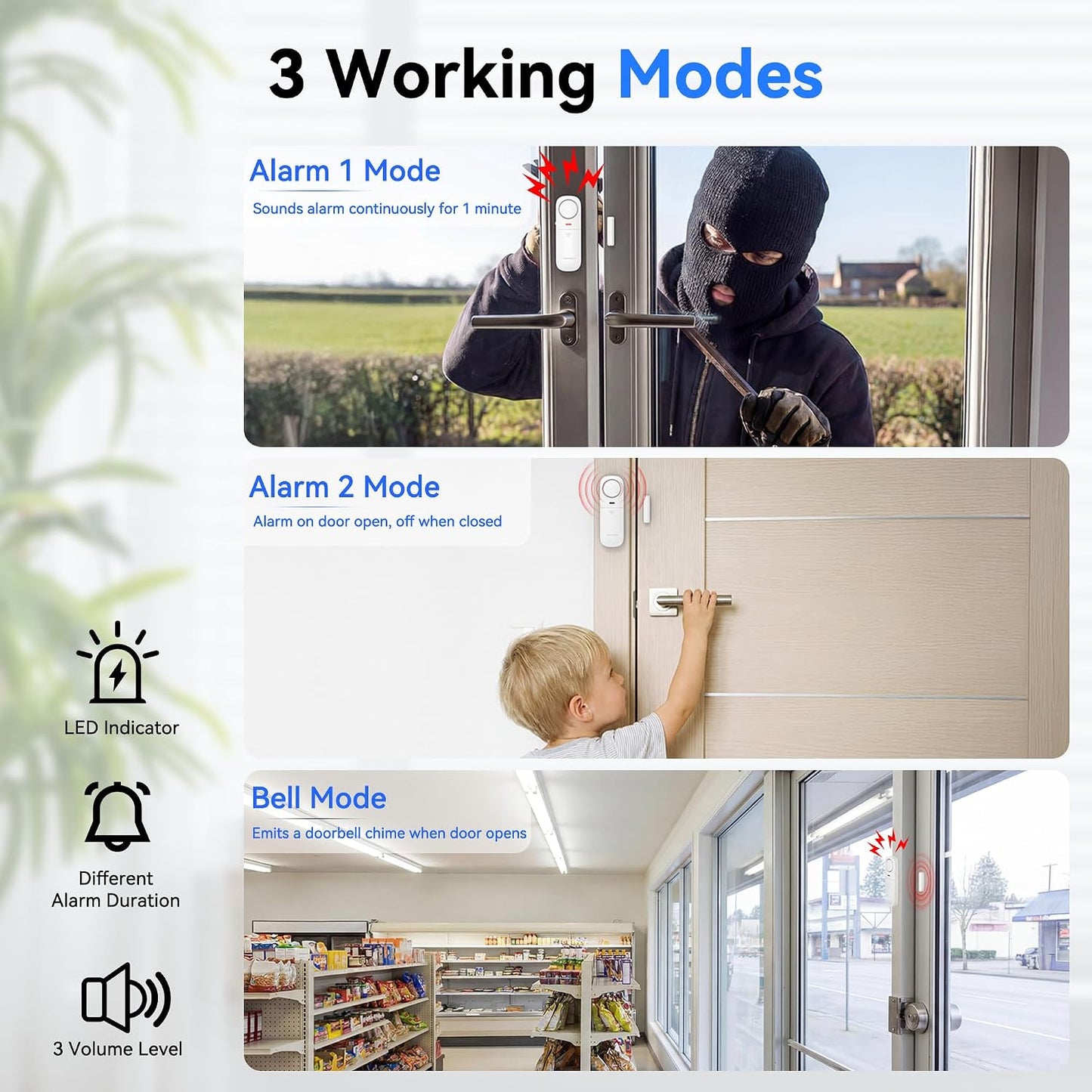 TECKNET Door Alarms When Opened, 2.4G WiFi Smart Door Sensor Alarm & Chime, App Alerts, Door Alarms for Kids Safety, Wireless Window Alarms for Home Security Systems for House, Pool, Sheds, 2 PCS
