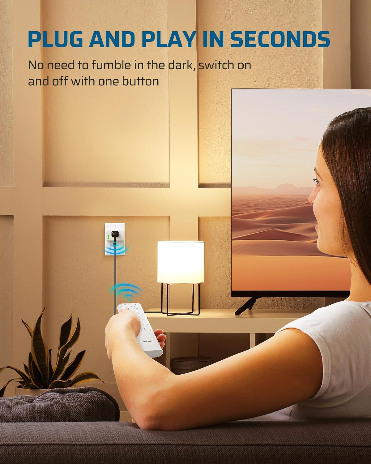 DEWENWILS 200FT Range Remote Control Outlet, No Interference Strong Signal, Indoor Wireless Outlet Switch for Lamps, Fans, Lights, 15A/1800W, ETL Listed (5 Outlets + 2 Remotes)