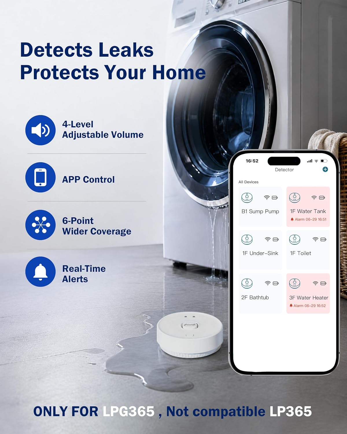 Frizzlife LPG365-P Smart Water Automatic Shutoff Valve W/ 3 Leak Sensors, 0.01 GPM Ultrasonic Micro Leak Detection,Wi-Fi/App Enabled Flow Meter, Pressure+Flow Monitor, 24/7 Water Usage Reports,3/4"＆1"