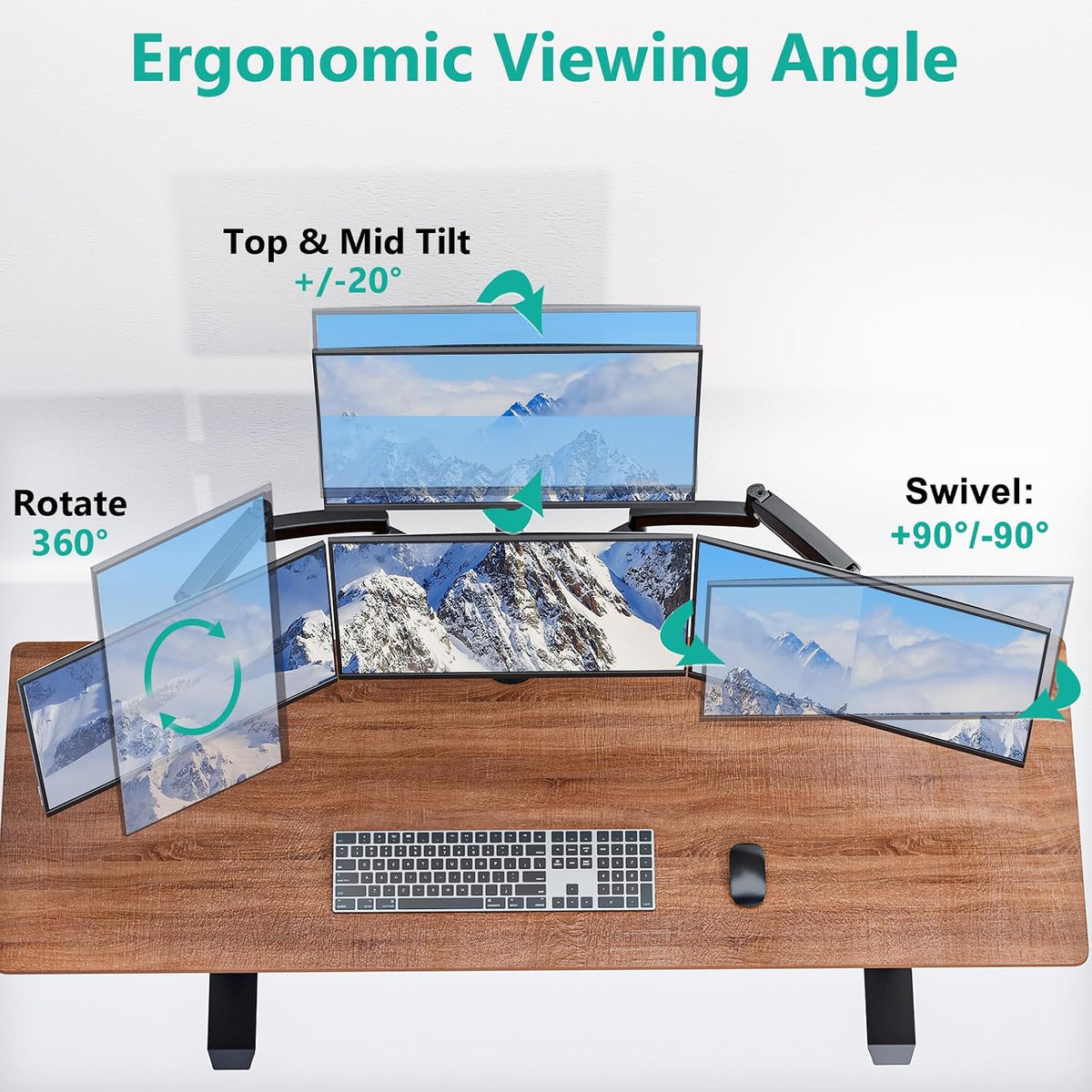 WALI Stacked 4 Monitor Mount for 13-27 inch Screens, 19.8 lbs per Arm