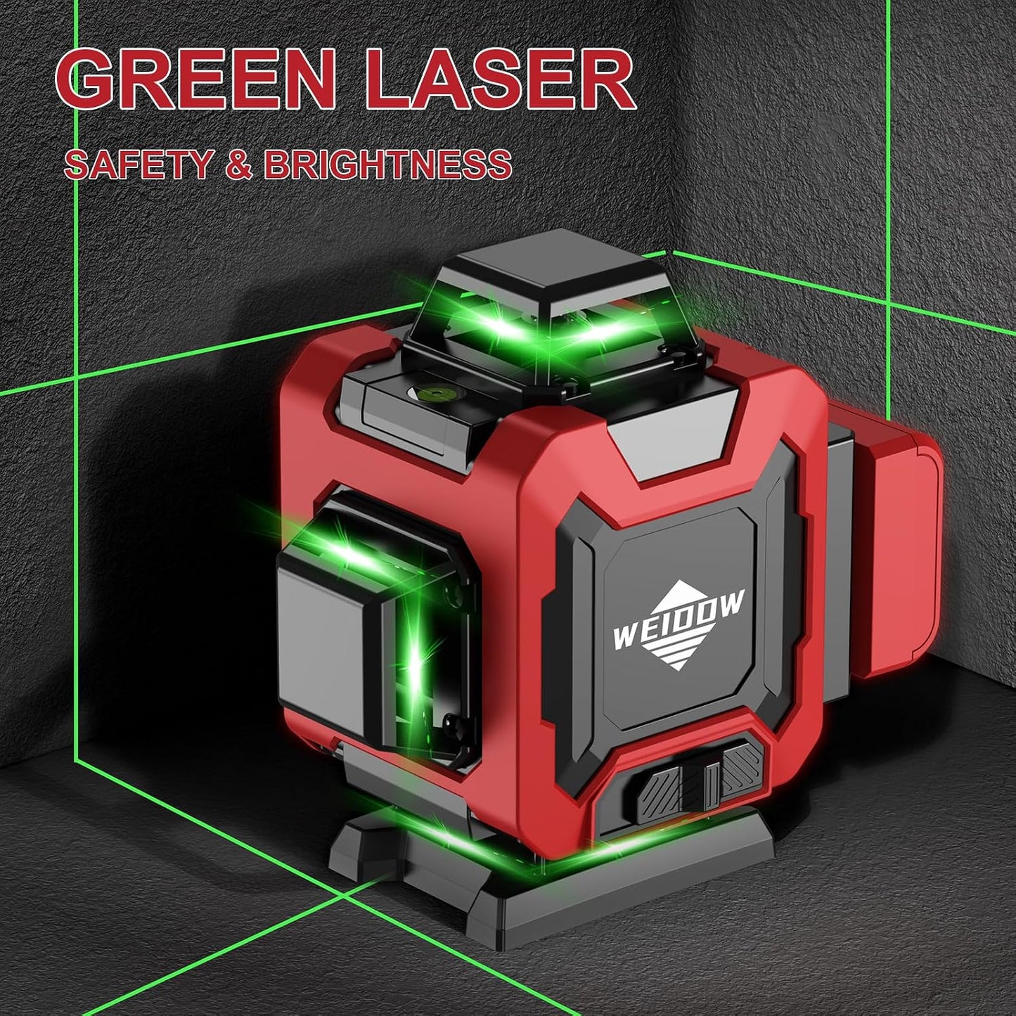 WEIDDW Laser Level 360° Green Cross Line Self Leveling Laser Measuring Tool