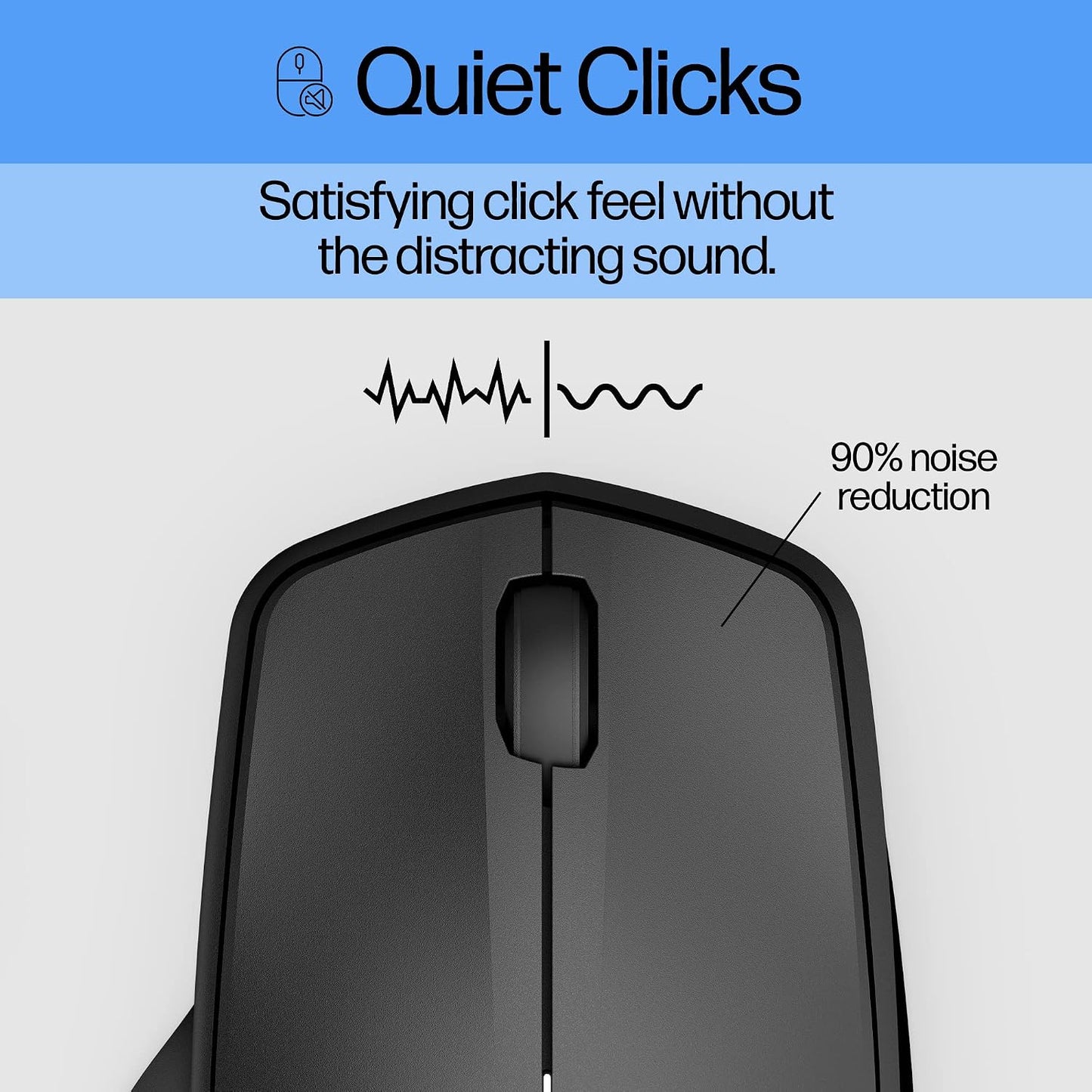 HP 280 Silent Wireless Mouse - Ergonomic, Right-Handed Design - 2.4GHz USB Wireless Connection - Multi-Surface Technology, 1600 DPI Optical Sensor - Win, Chrome, Mac OS - Up to 18-Month Battery Life