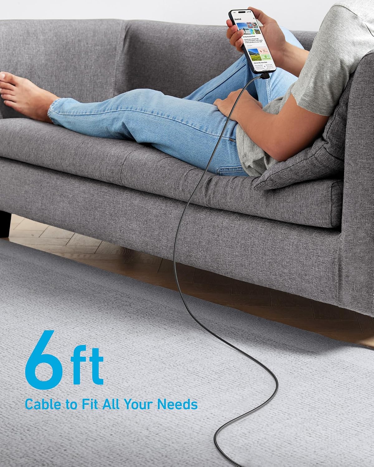 Anker USB C to USB C Right-Angle Cable, 240W (2-Pack, 6 ft, Black) | 90-Degree Braided USB C Charging Cord for iPhone 17 Series and More