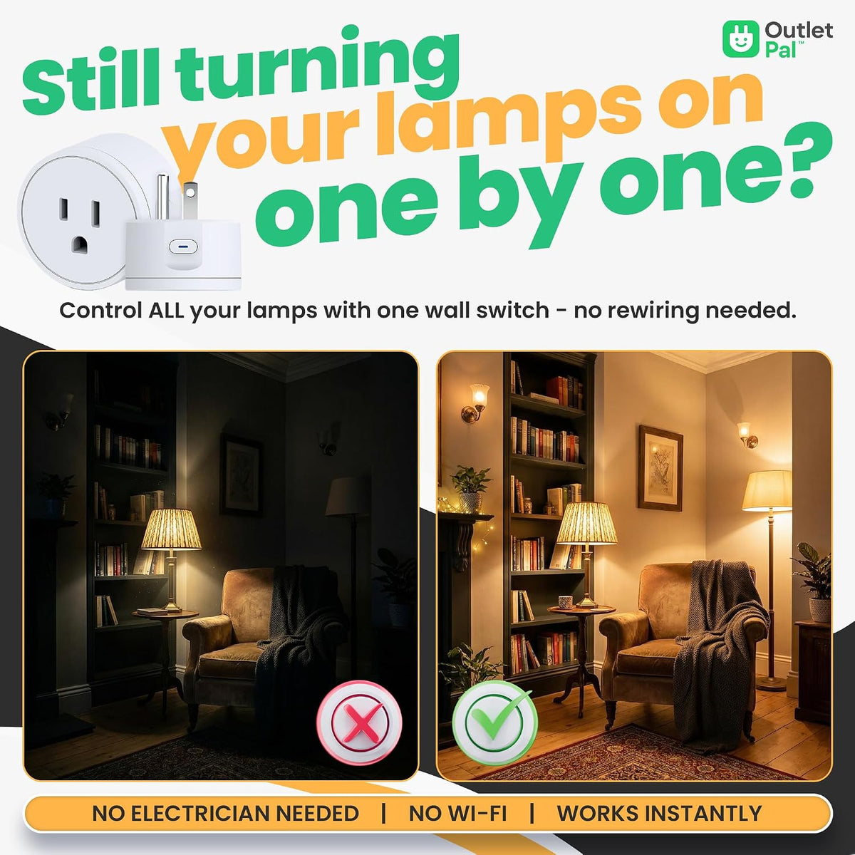 Change Which Outlet Your Wall Switch Controls | No App, No WiFi Required | Synchronized Outlet Plugs | Wirelessly Paired Smart Plugs