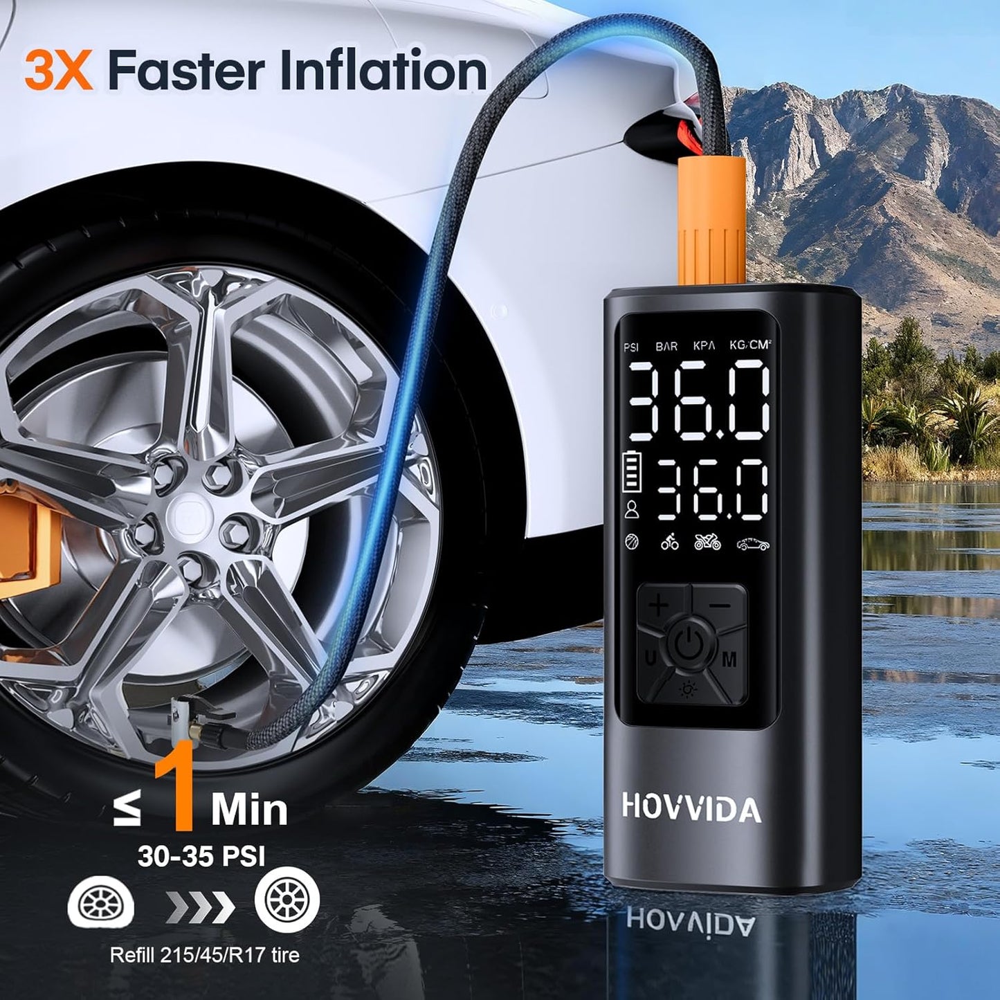 Tire Inflator Portable Air Compressor, Bike Pump, Air Pump for Car Tires 150PSI with Digital Pressure Gauge, Auto Shut-Off, Fast Inflation, Bike Tire Pump for Car, Motorcycle, Bike, Ball