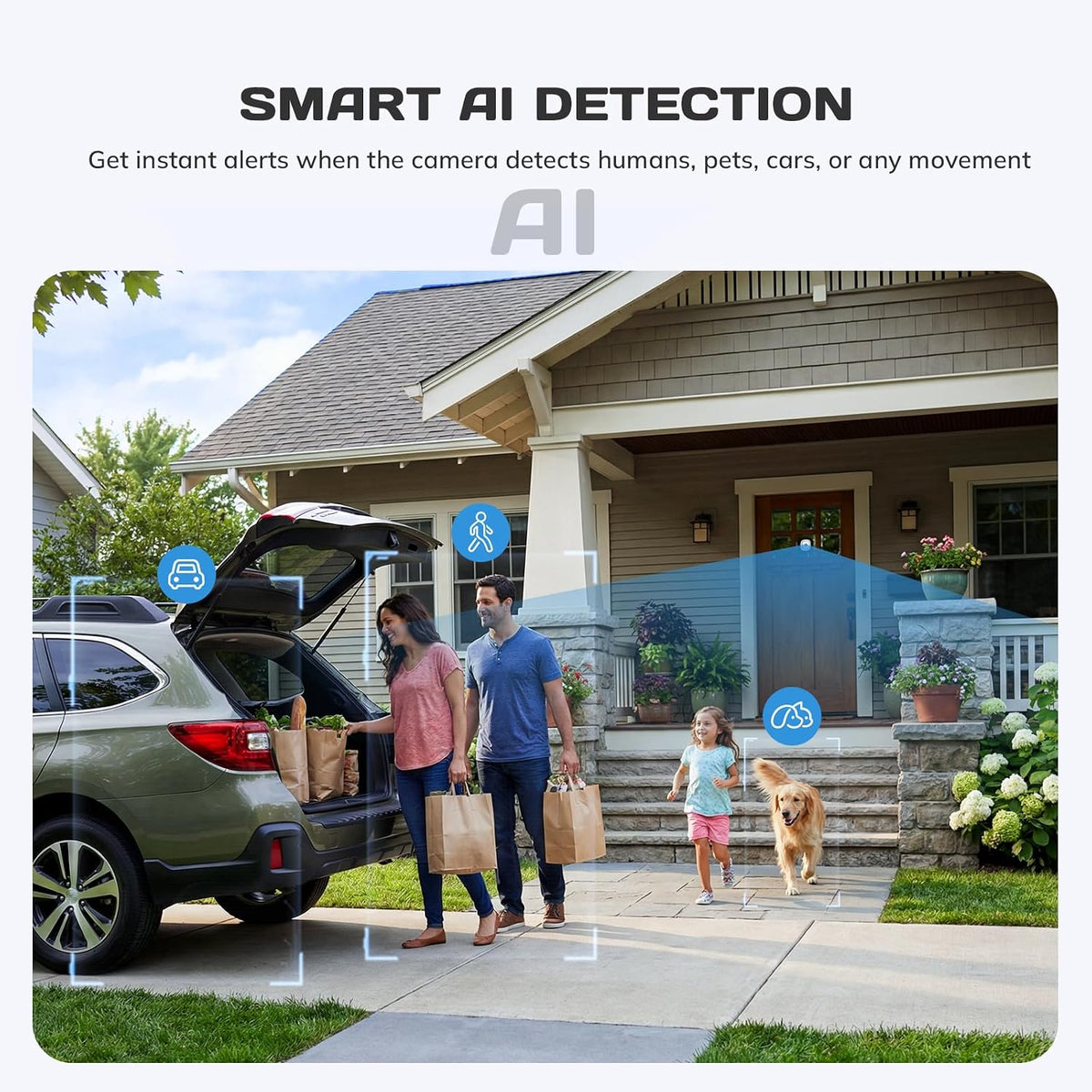 No Drill 2K Window Camera with Angled Mount, 5GHz&2.4GHz WiFi Indoor Camera for Home Security for Outdoor Monitoring, Anti-Glare Color Night Vision, 24/7 Recording, Free Human/Car/Pet Detection, Alexa