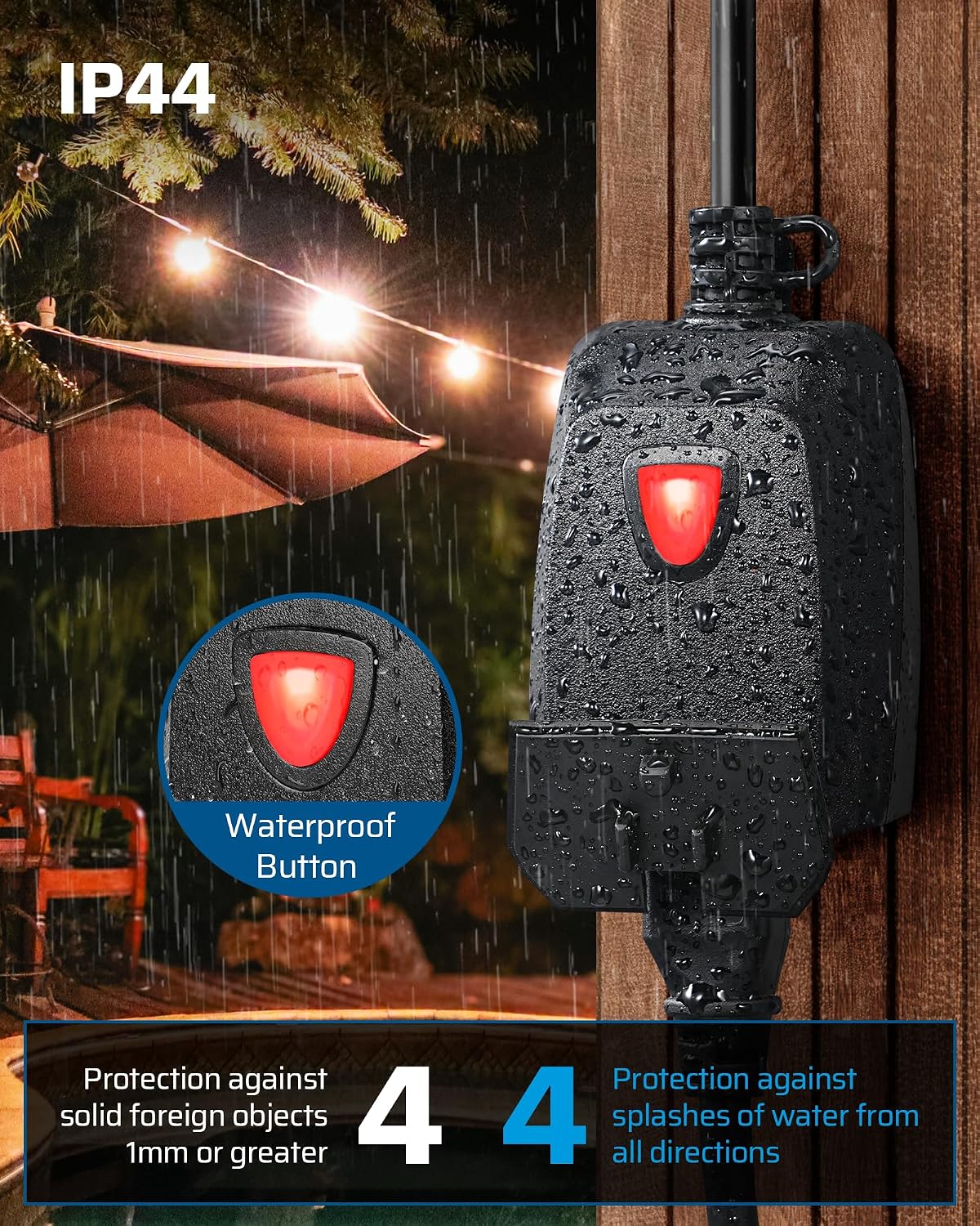 DEWENWILS Outdoor Dimmer for String Lights, 2 Remotes Control Dimmable Plug