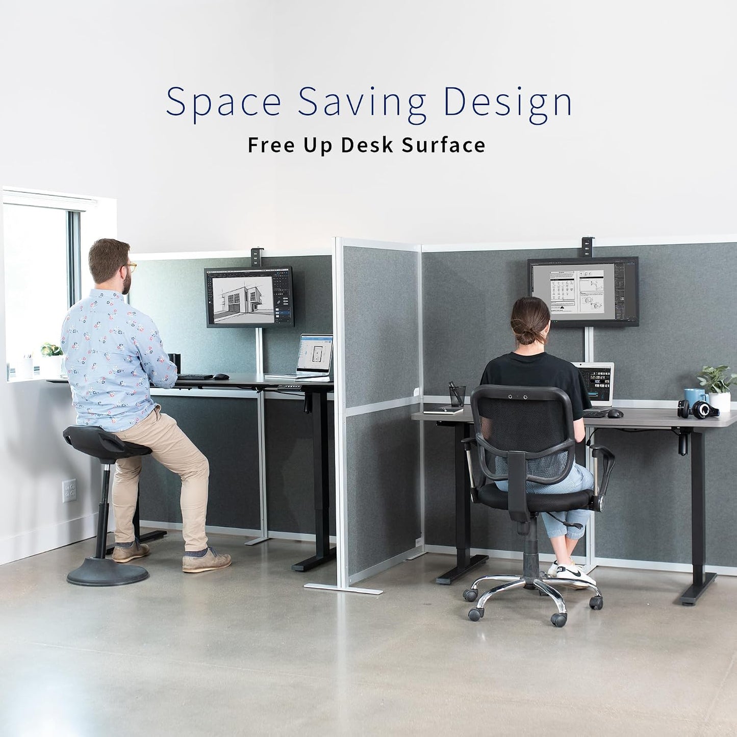 VIVO Black Office Cubicle Bracket VESA Monitor Mount Stand Hanger Attachment Adjustable Clamp for 17 to 32 inch Screen (Mount-CUB1)