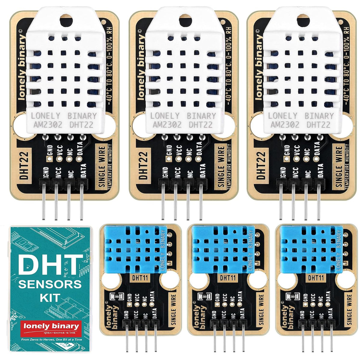 Lonely Binary 6-Pack DHT22 DHT11 Temperature Humidity Sensor AM2302