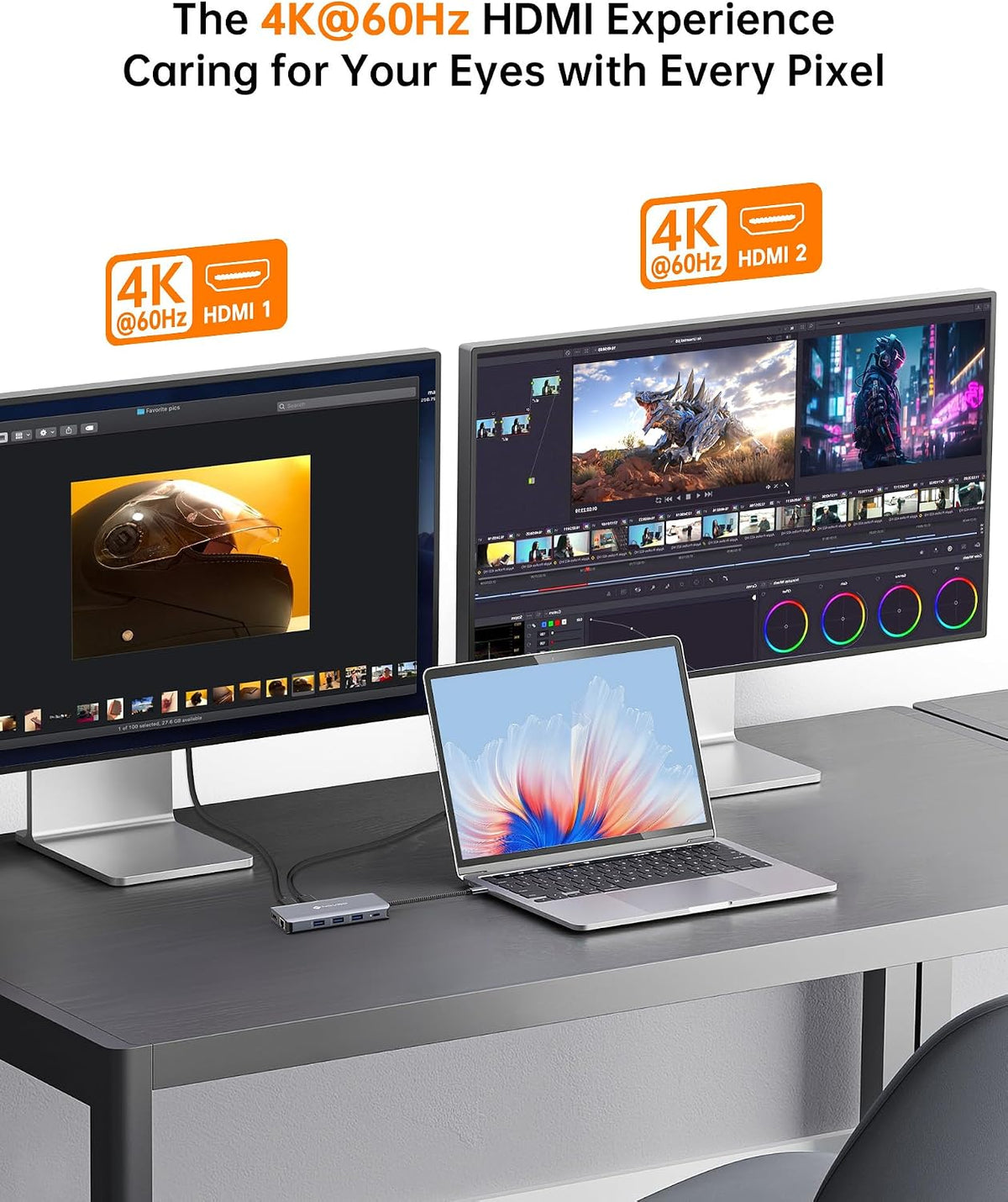 USB C Docking Station, NOVOO Triple Display Type C Hub Dual Monitor HDMI 4K@60Hz DP Multiport Adapter 4USB Ethernet SD/TF 100W PD Dongle Data for Dell/Surface/HP/Lenovo Thinkpad Laptop