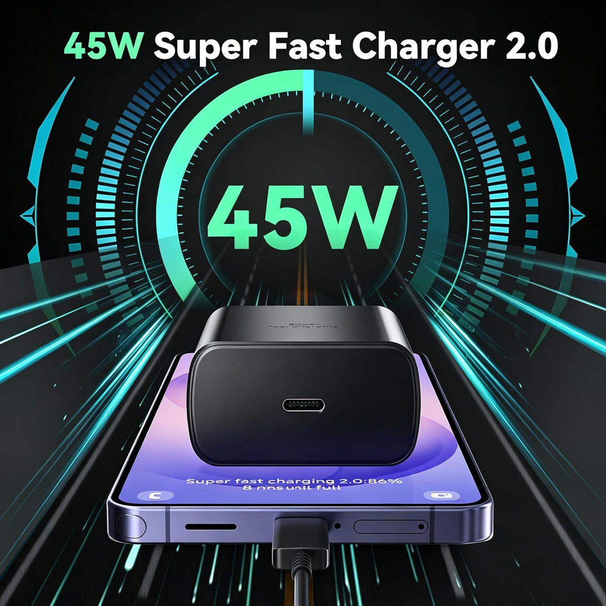 45W Super Fast USB C Android Type C Phone Charger Fast Charging 6.6FT Cord