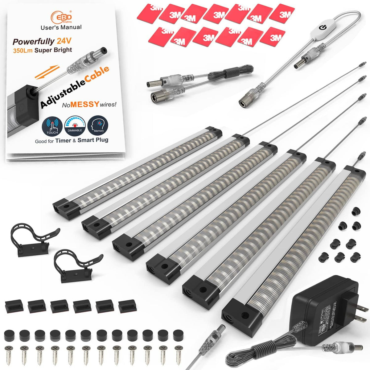 EBD Under Cabinet Light Bar, Neat Plug-in 6-Pack 12 Inch, 6500K 2700Lm
