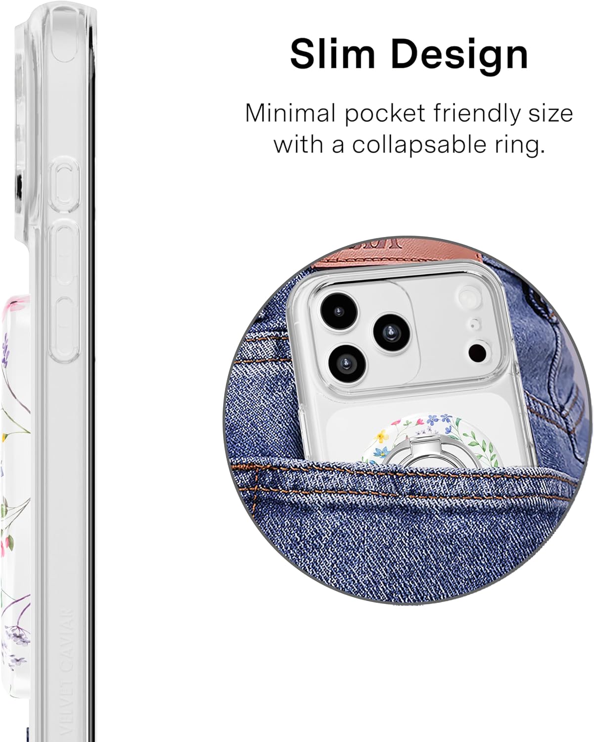 VELVET CAVIAR Compatible with MagSafe Phone Grip 2.0 | Cute Magnetic Ring Holder | Finger Loop Kickstand | Pop On Accessory for iPhone 17, 16, 15, 14, 13, 12 | Enchanted Floral