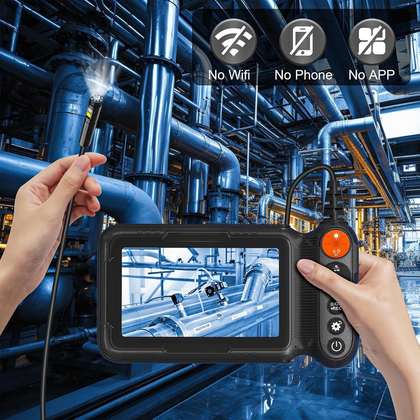 Daxiongmao Endoscope Camera with Light, Dual Lens 1080p HD Borescope, IP67 Waterproof Snake Camera – Ideal for Inspecting Walls, Vents, Automotive Engines, Pipes – A Great Tool Gift for Men (16.4ft)