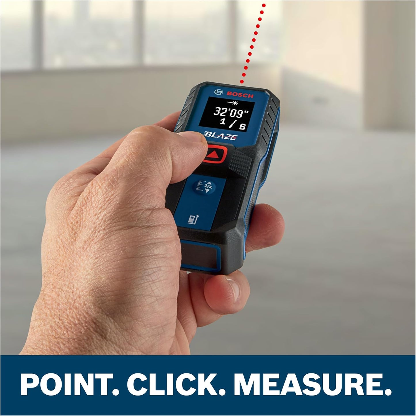 BOSCH GLM100-23 100 Ft Blaze Laser Distance Measure, Includes 2 AA Batteries, Distance Measuring Laser