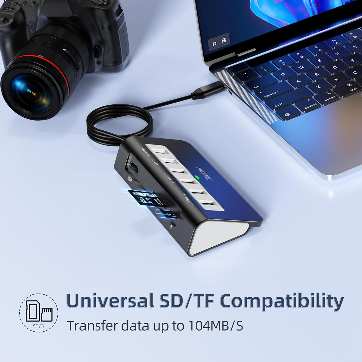 intpw USB C Hub, P9 USB C Hub Multiport Adapter with 4K HDMI, PD 100W, Type-C & 2 USB A 3.0 5Gbps, 2 USB A 2.0, SD/TF Card Reader, Aluminum USB Hub for Laptop, iPhone 17 Series, MacBook, iPad