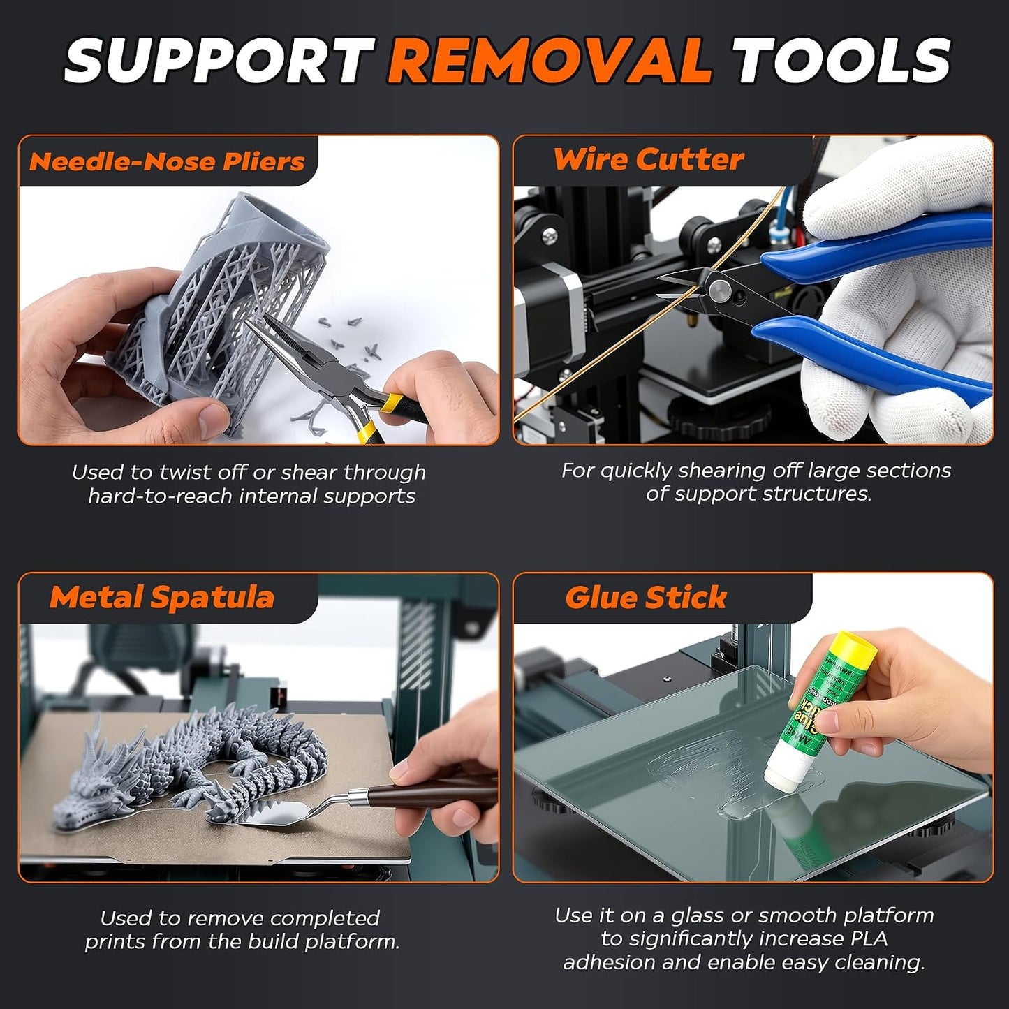 45 Pcs 3D Printer Tool Kit, Cleaning, Finishing, Measuring, Support Removal | Includes Deburring Tool, Digital Caliper, Carving knife, Wire Cutter, Cutting Mat, Brushes, Storage Bag, and more