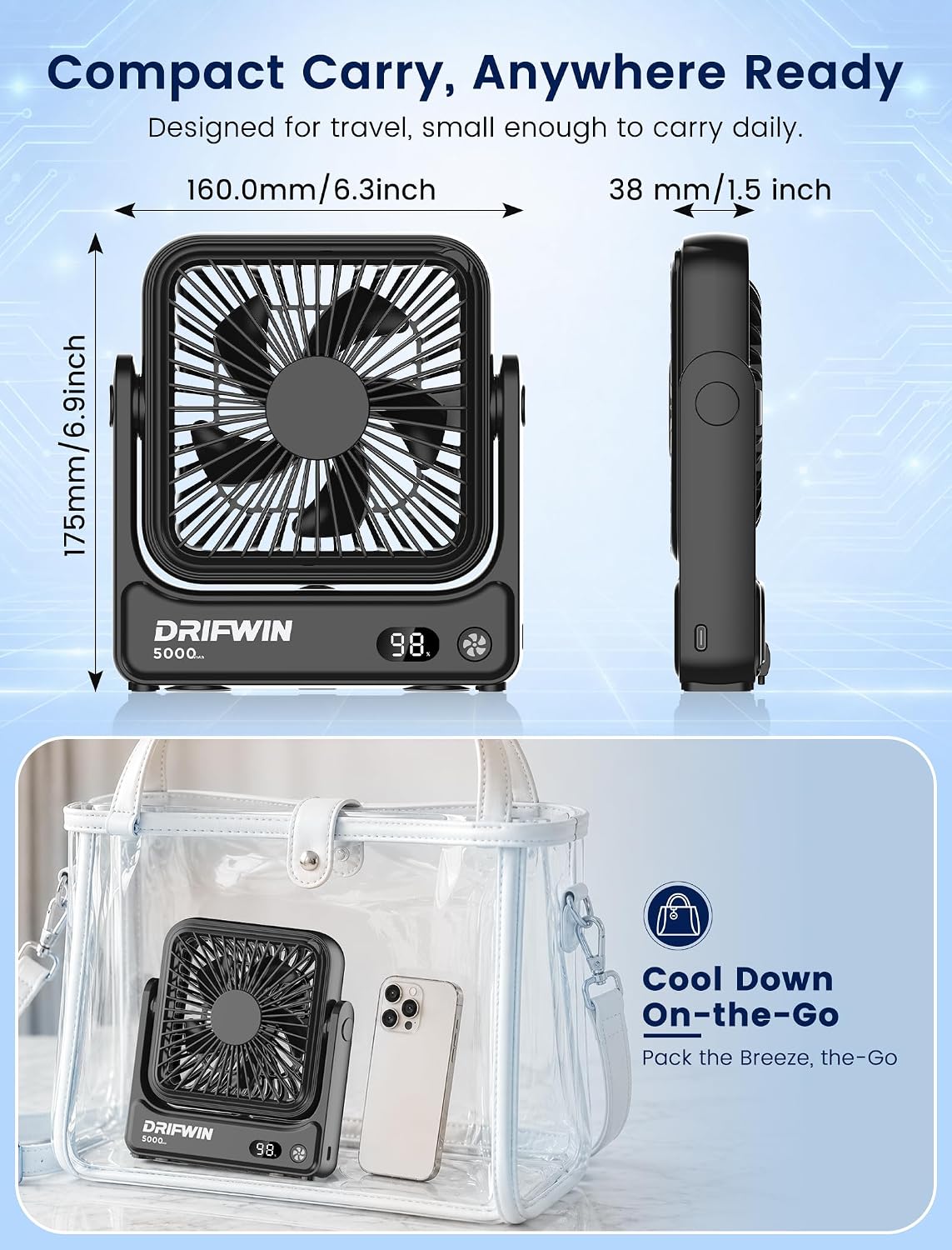 Magnetic Cruise Approved Fan, 5000mAh Ultra-Slim Travel Fan Rechargeable, 4-Speed, Hook Design, Portable Fan for Cruise Ship Cabin, Bedroom Sleeping, Camping, Travel & Cruise Essentials 2026