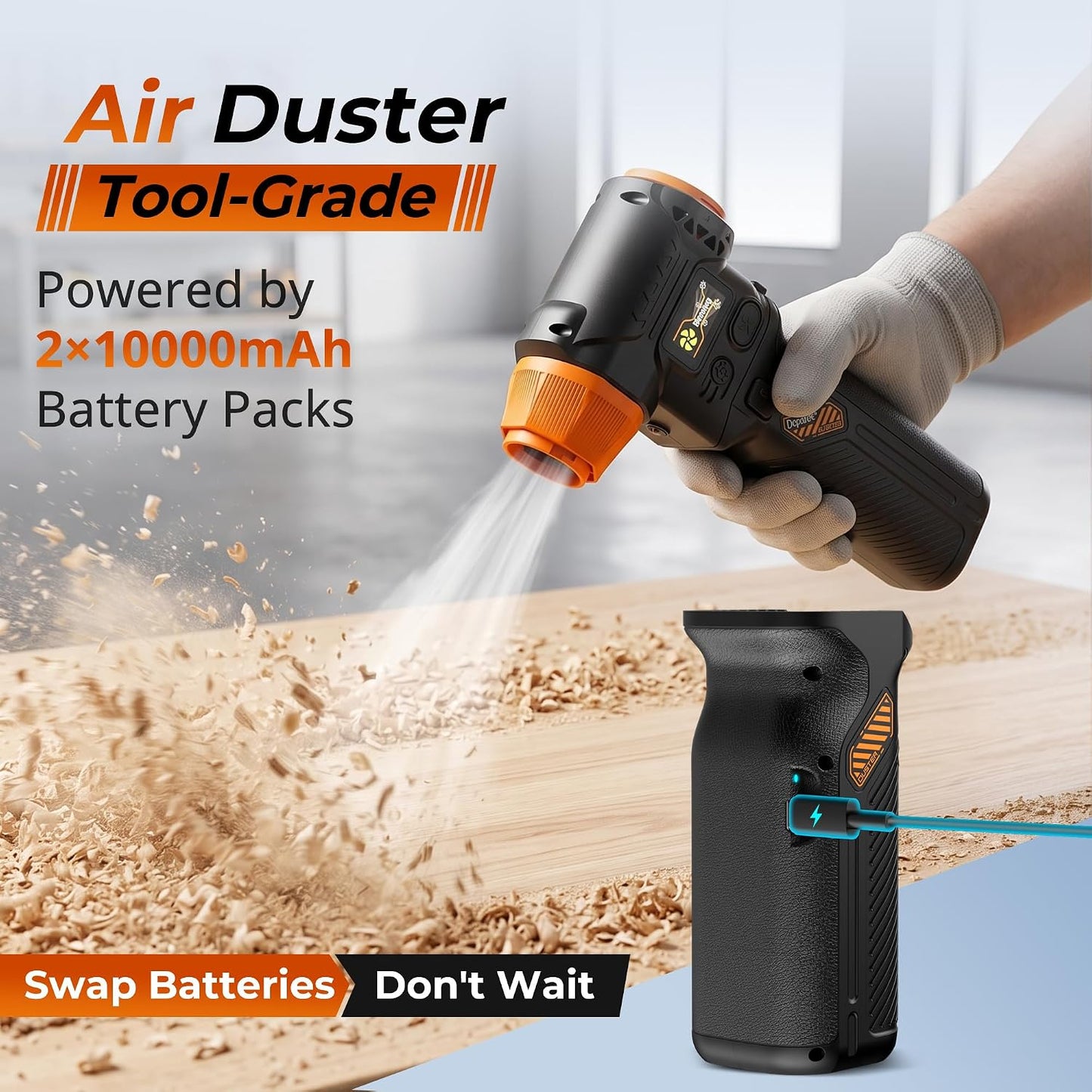 J40 Next-Gen Smart Air Blower, Compressed Air Duster, 2 Swappable Batteries, Hurricane-Level Airflow, Variable-Speed Control, Smart Display, Car Detailing, Garage, Home Cleaning, Outdoor Use - Black