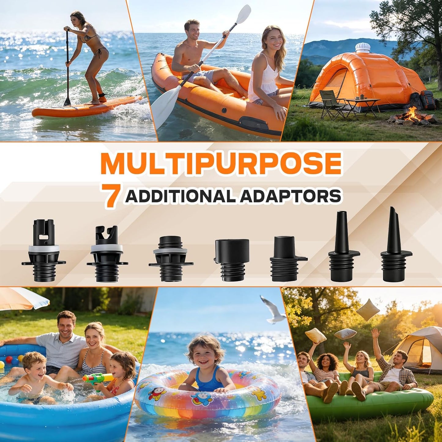Cordless SUP Air Pump 20PSI Battery Powered, High Pressure Electric Paddle Board Pump with Auto Shut-Off, Fast Inflate/Deflate, USB-C & 12V DC for SUP, Kayak, Boat