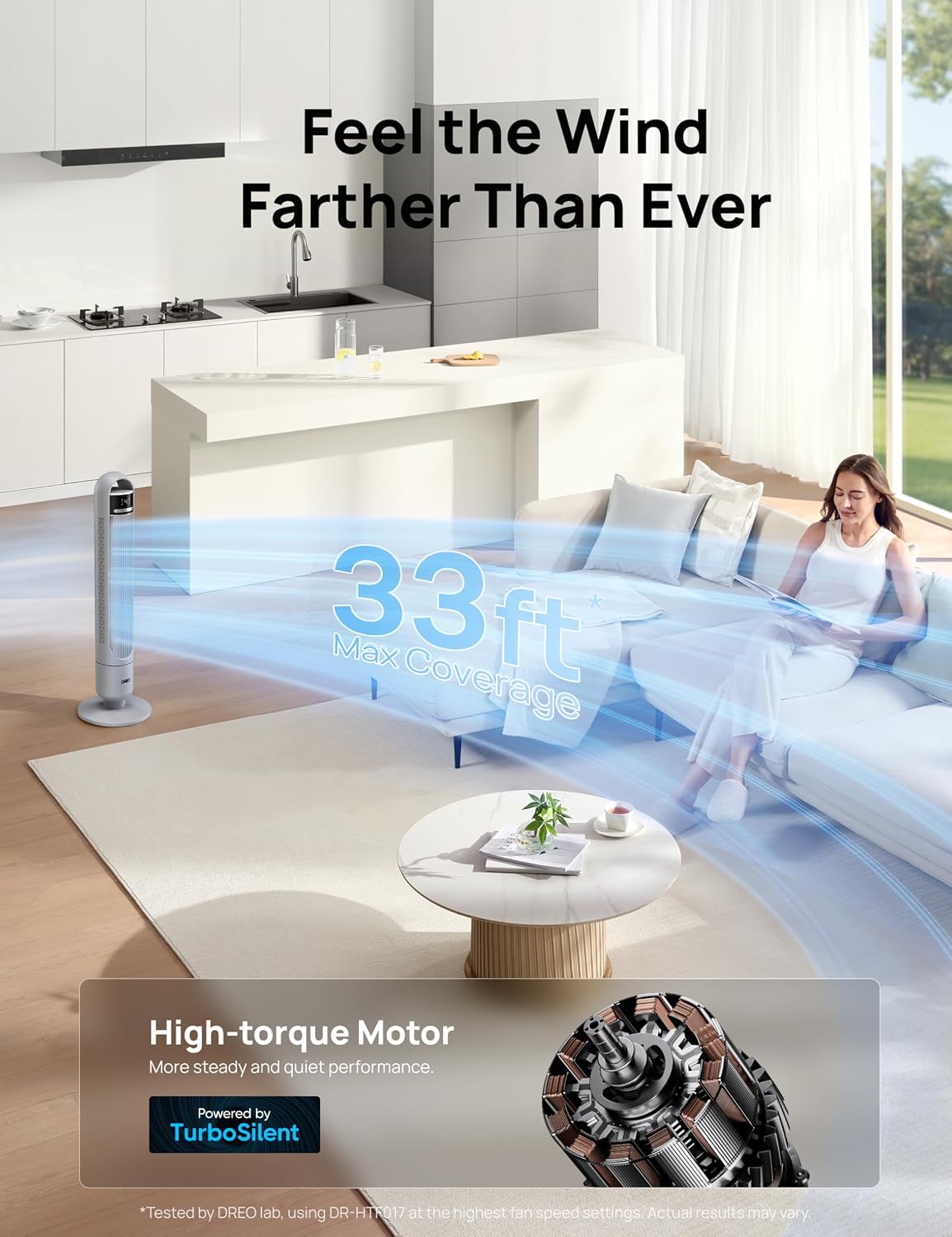 DREO Tower Fan for Bedroom, 26ft/s Velocity, 90° Oscillating, 8H Timer | 4 Speeds, 3 Modes, 28dB Quiet Standing Fan, Floor Fan for Room, Living Room, Office, Home, Cooling Fan with Remote, Grey