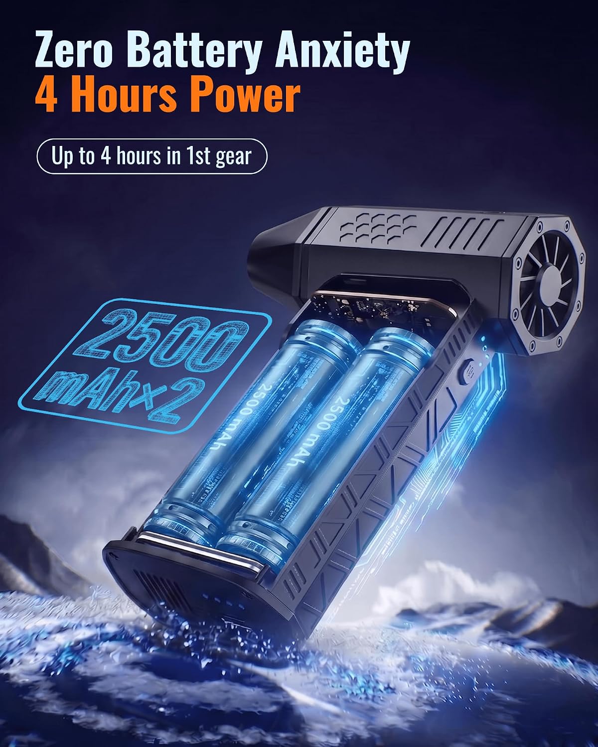 Compressed Air Duster-110000 RPM Super Power Electric Air Duster, 3-Speed Adjustable Rechargeable Cordless Air Blower with Fast Charging, 4 Nozzle for PC, Keyboard, Car, Home, Outdoor