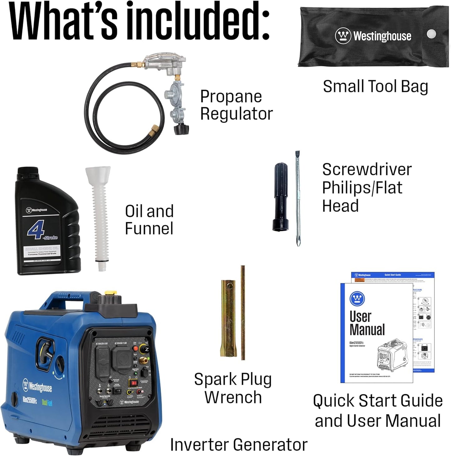 Westinghouse 2550 Peak Watt Super Quiet & Lightweight Portable Inverter Generator, RV Ready 30A Outlet, Gas and Propane Powered, CO Sensor, Parallel Capable, Long Run Time