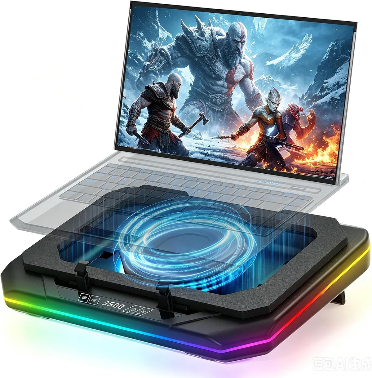 Cooling Pad for Msi Raider GE Series Raider GE77 HX Gaming Laptop Cooler with Powerful Turbo Cooling Fan Can Fast Cooling CPU+GPU 40°C,Variable Speed,6 RGB Light 3 USB-A