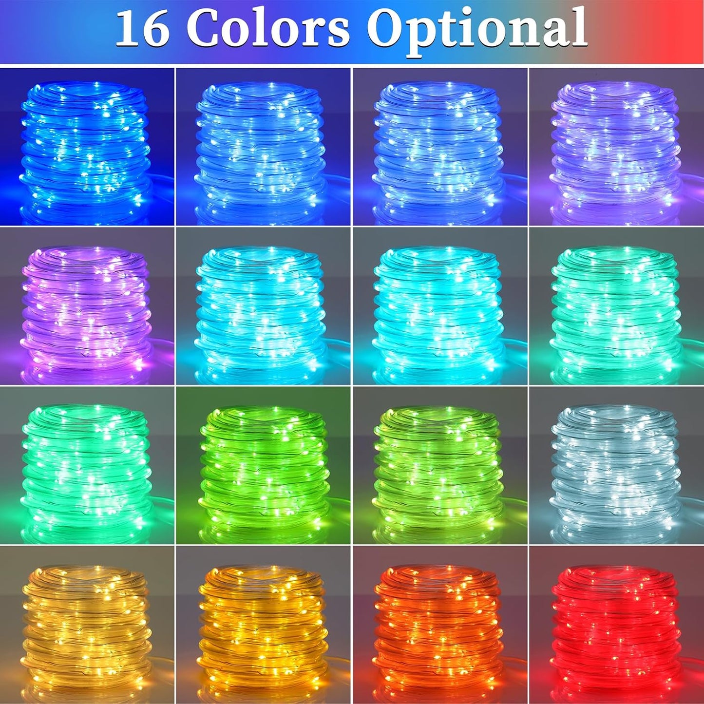 ANJAYLIA 66FT 200 LED Color Changing Rope Lights with Plug and Remote | Led Outdoor Waterproof Rope Light with Color Option, 7 Modes, Timer, Memory, Remote For Bedroom, Deck, and Holiday Decor