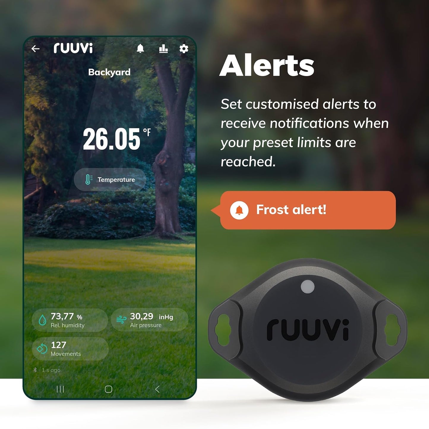 RuuviTag Pro 4in1 Wireless Bluetooth Temperature (°C/°F), Air Humidity, and Air Pressure. Alerts & History. Free Android/iOS apps. Integrates with Victron, Homey, and Home Assistant. Made in Europe.