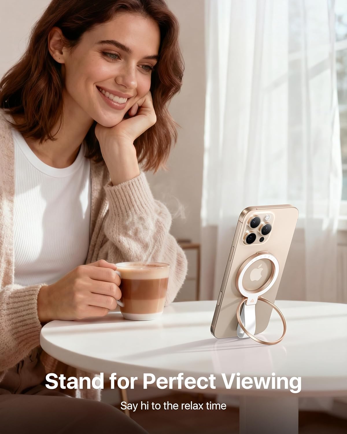 andobil [2026 Unrivaled Stability] Magnetic Phone Grip Holder for MagSafe | Stronger 2-Sided Magnetic Phone Ring Kickstand w/ Silicone Loop MagSafe Accessories for iPhone 17 Pro Max Air 16/15/14/13/12