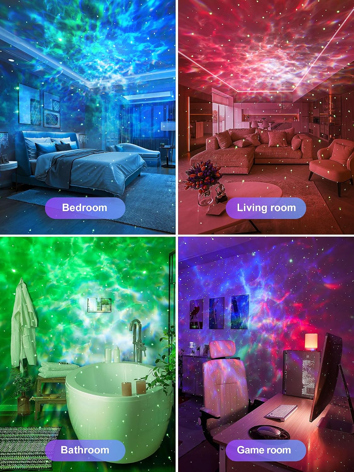 One Fire 360 Game Lights Galaxy Projector Gaming Accessories Gaming Room Decor Green Star Bluetooth Speaker+15 White Noise Man Cave Accessories Cool Gifts for Men Birthday Gift Cool Stuff for Teen Boy